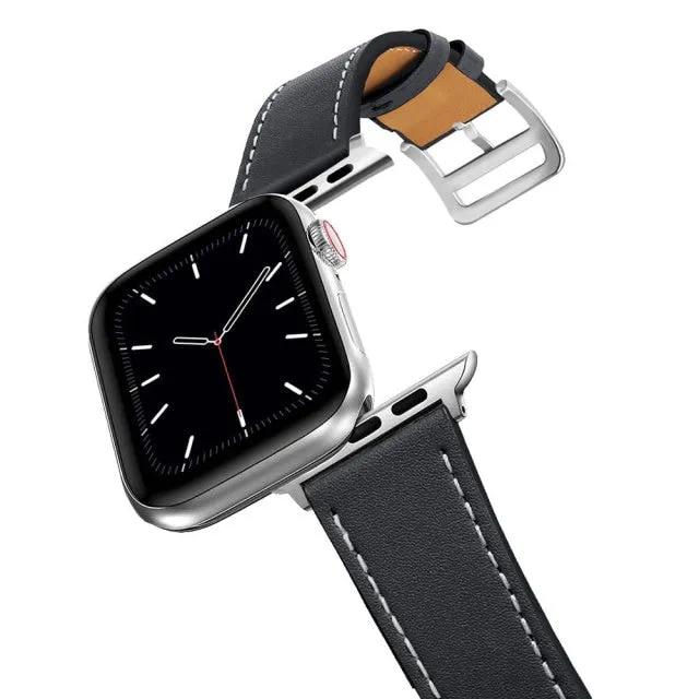 Business Real Leather Loop Bracelet Belt Band for Apple Watch Series 7 6 5 Strap iWatch 38mm 40mm 41mm 42mm 44mm 45mm Wristband |Watchbands|