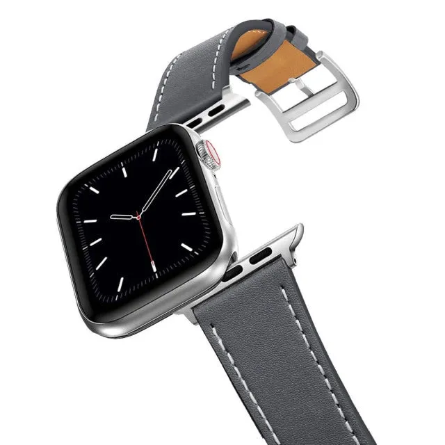 Business Real Leather Loop Bracelet Belt Band for Apple Watch Series 7 6 5 Strap iWatch 38mm 40mm 41mm 42mm 44mm 45mm Wristband |Watchbands|