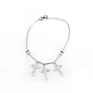 Cable Chain with 3 Grid Cross Bracelet