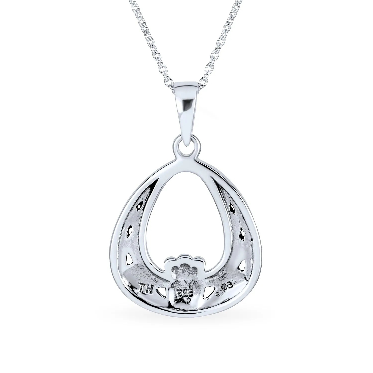 Celtic Friendship Heart Claddagh Necklace Pendant CZ .925 Silver