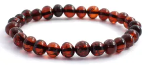 Cherry Black Baltic Amber Bracelet for Women - Polished Beads, 5g Weight, 3 Length Options