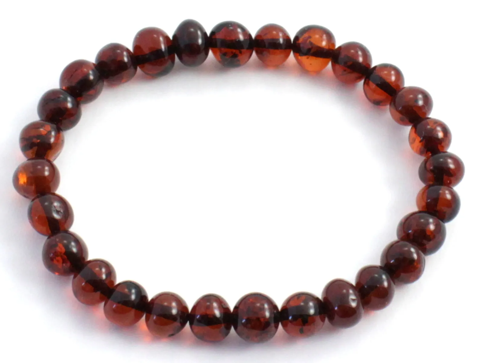 Cherry Black Baltic Amber Bracelet for Women - Polished Beads, 5g Weight, 3 Length Options