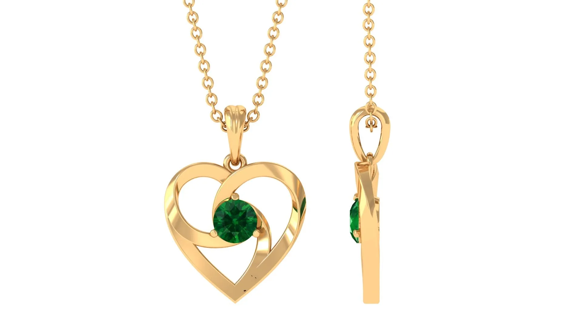 Created Emerald Heart Pendant Necklace