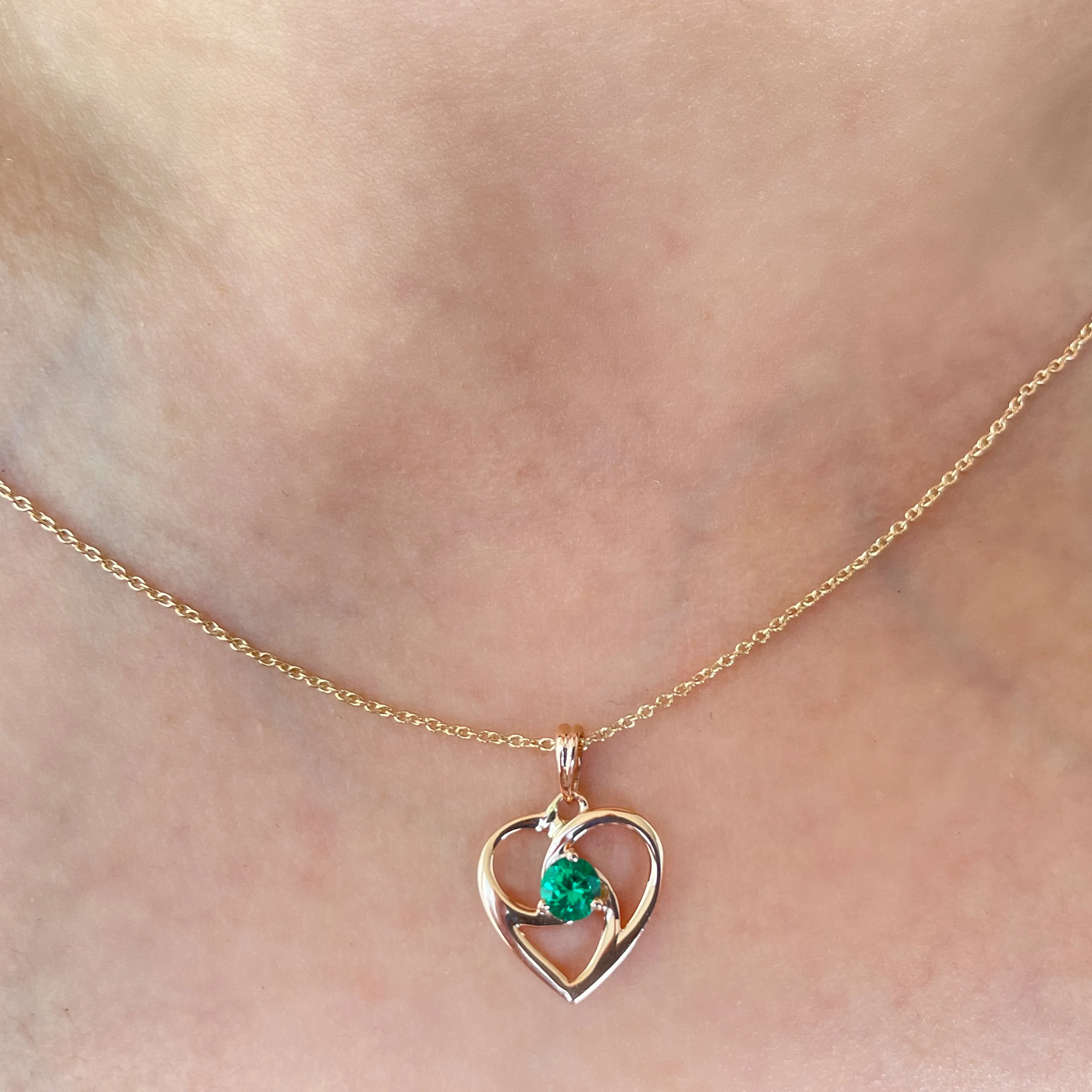 Created Emerald Heart Pendant Necklace