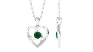 Created Emerald Heart Pendant Necklace
