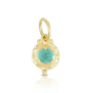 December Turquoise Gold Birthstone Necklace Charm
