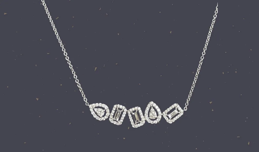 Emerald & Round Brilliant Cut Diamond Halo Necklace