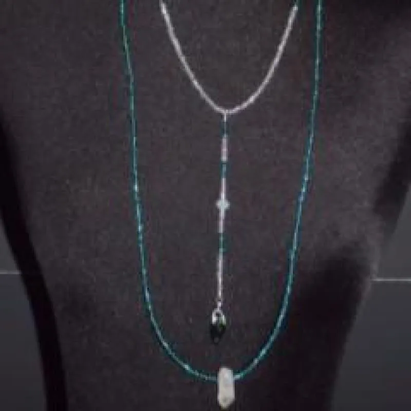 Emerald and Crystal Boho Necklace