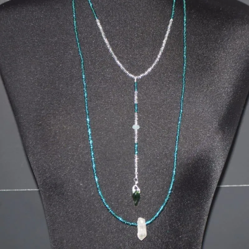 Emerald and Crystal Boho Necklace