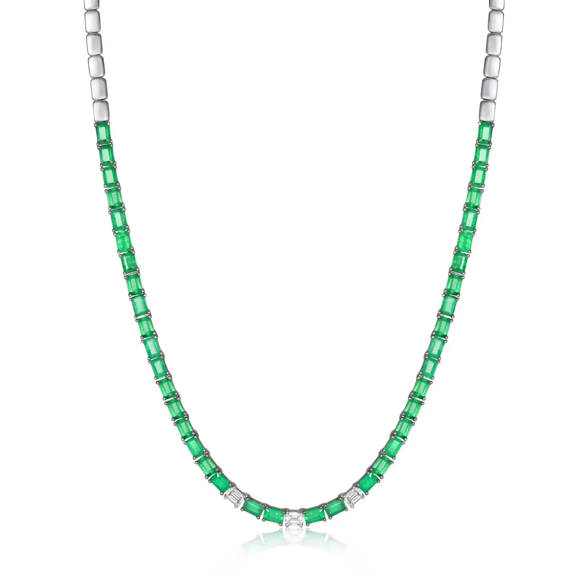 Emerald and Diamonds Half Necklace