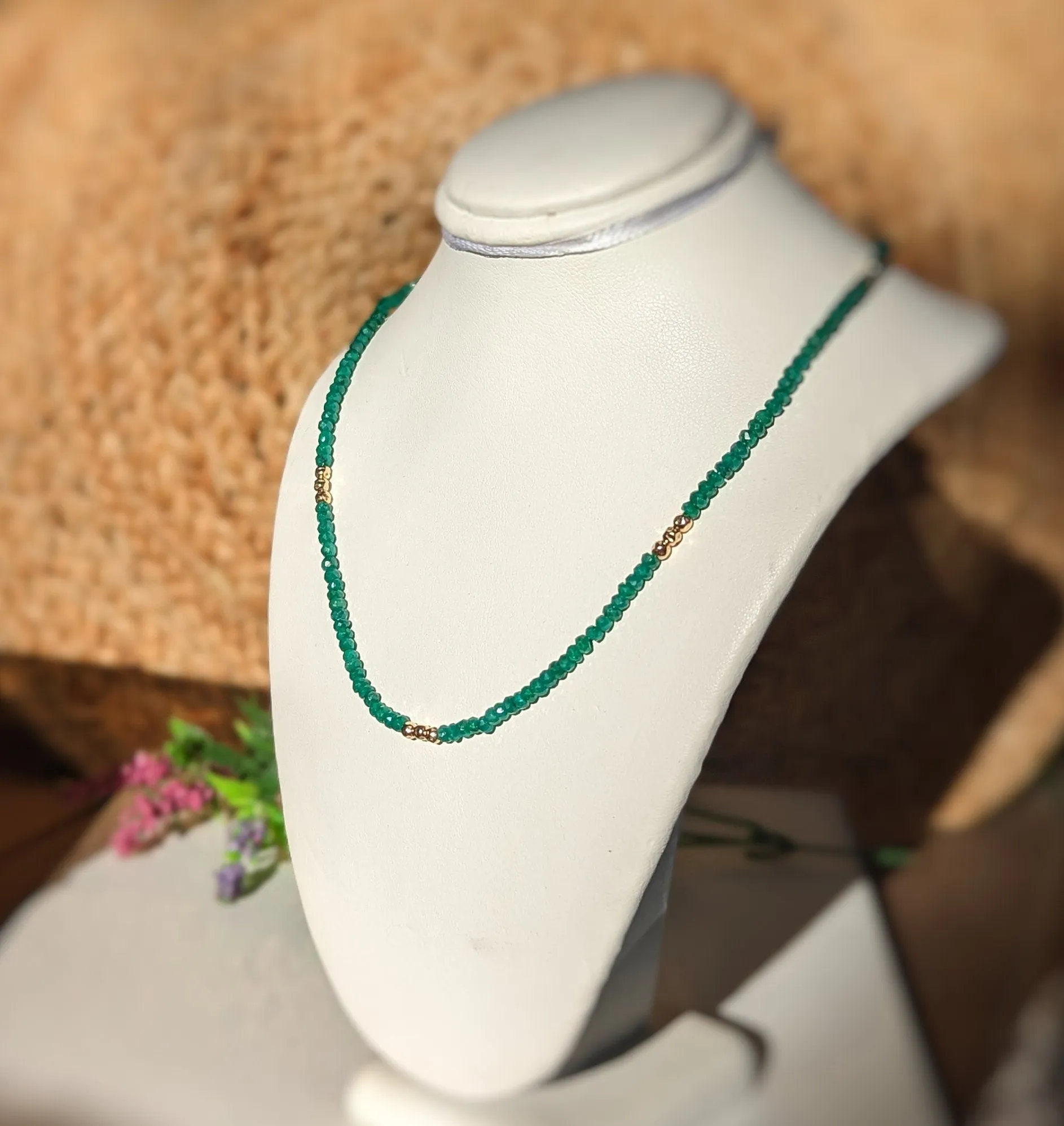 Emerald bead necklace