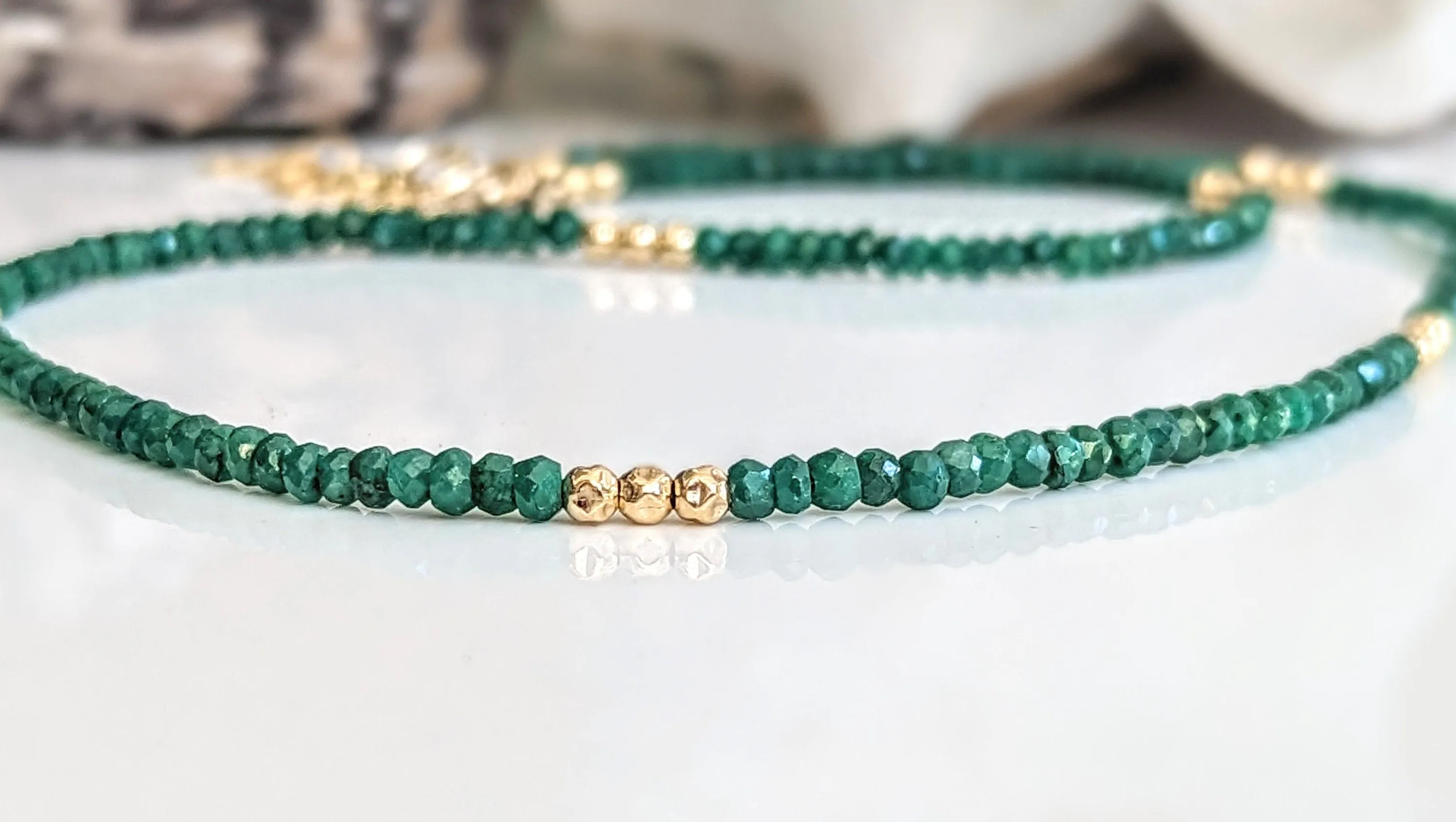 Emerald bead necklace