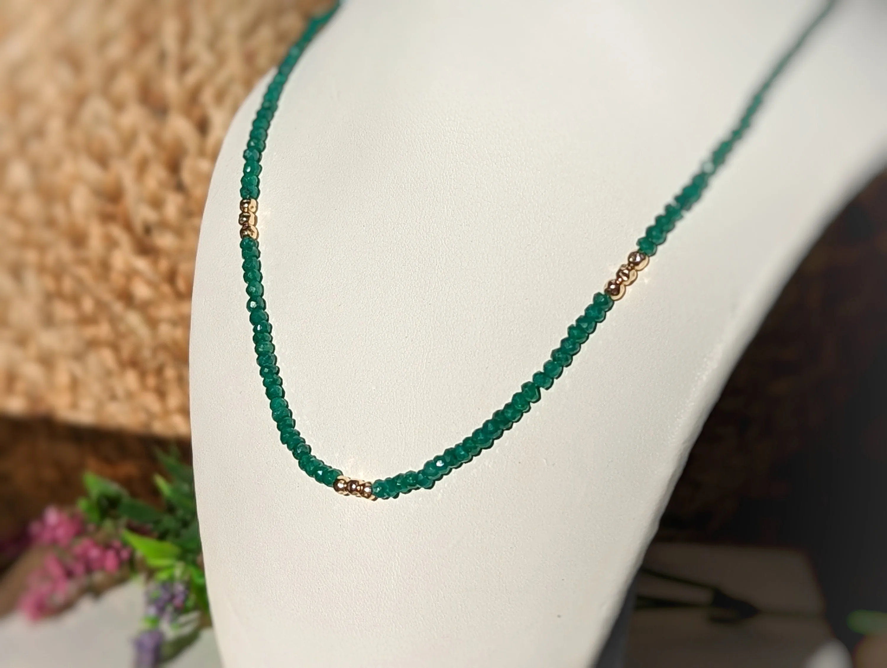 Emerald bead necklace