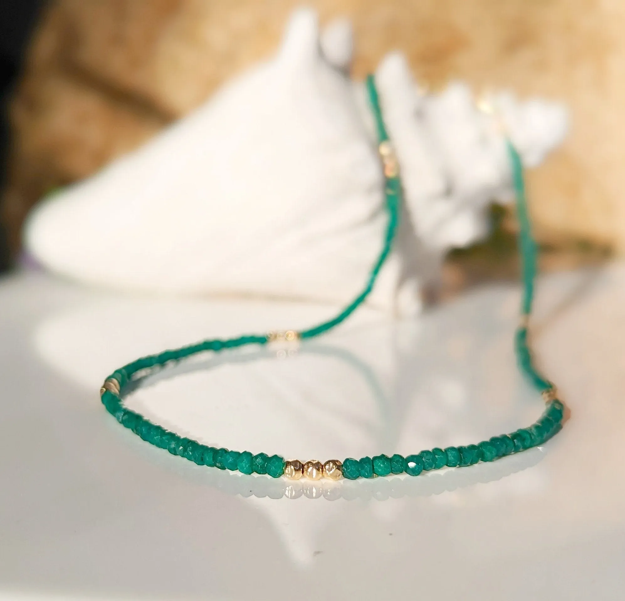 Emerald bead necklace