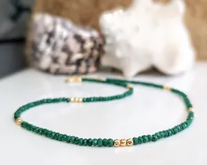 Emerald bead necklace