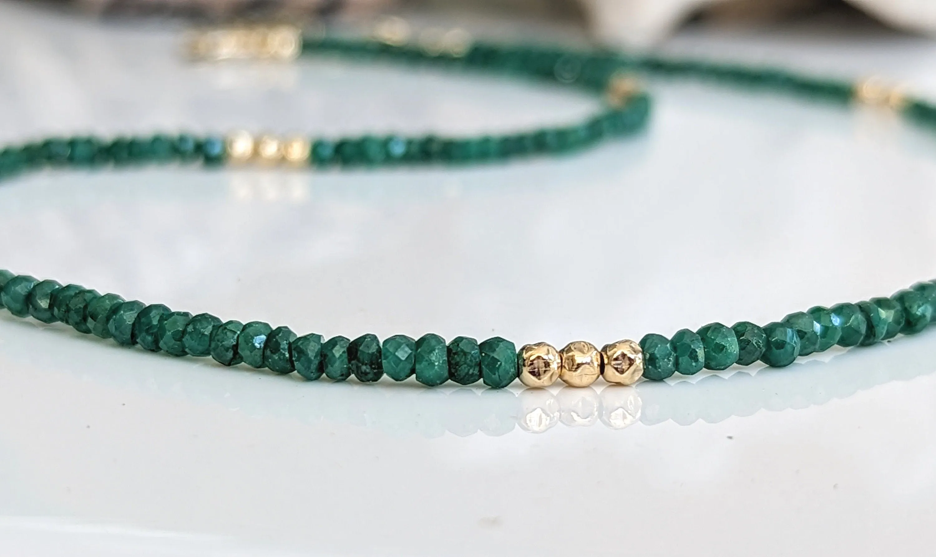 Emerald bead necklace