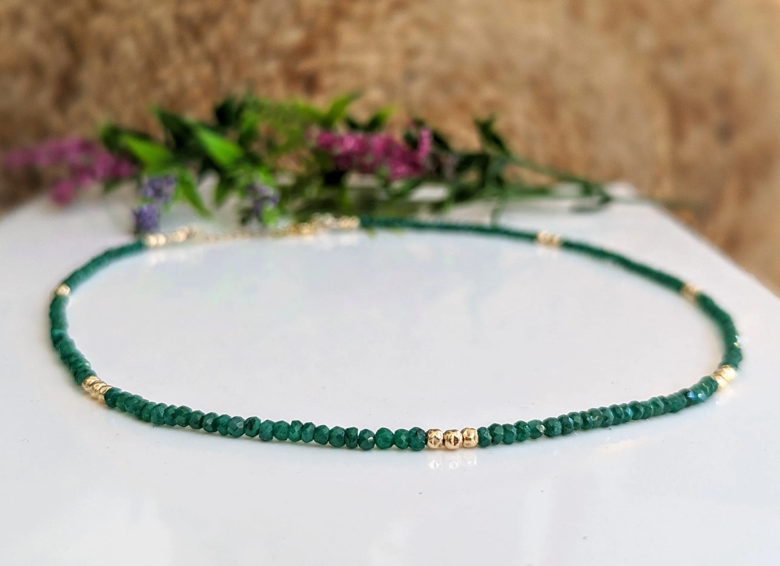 Emerald bead necklace