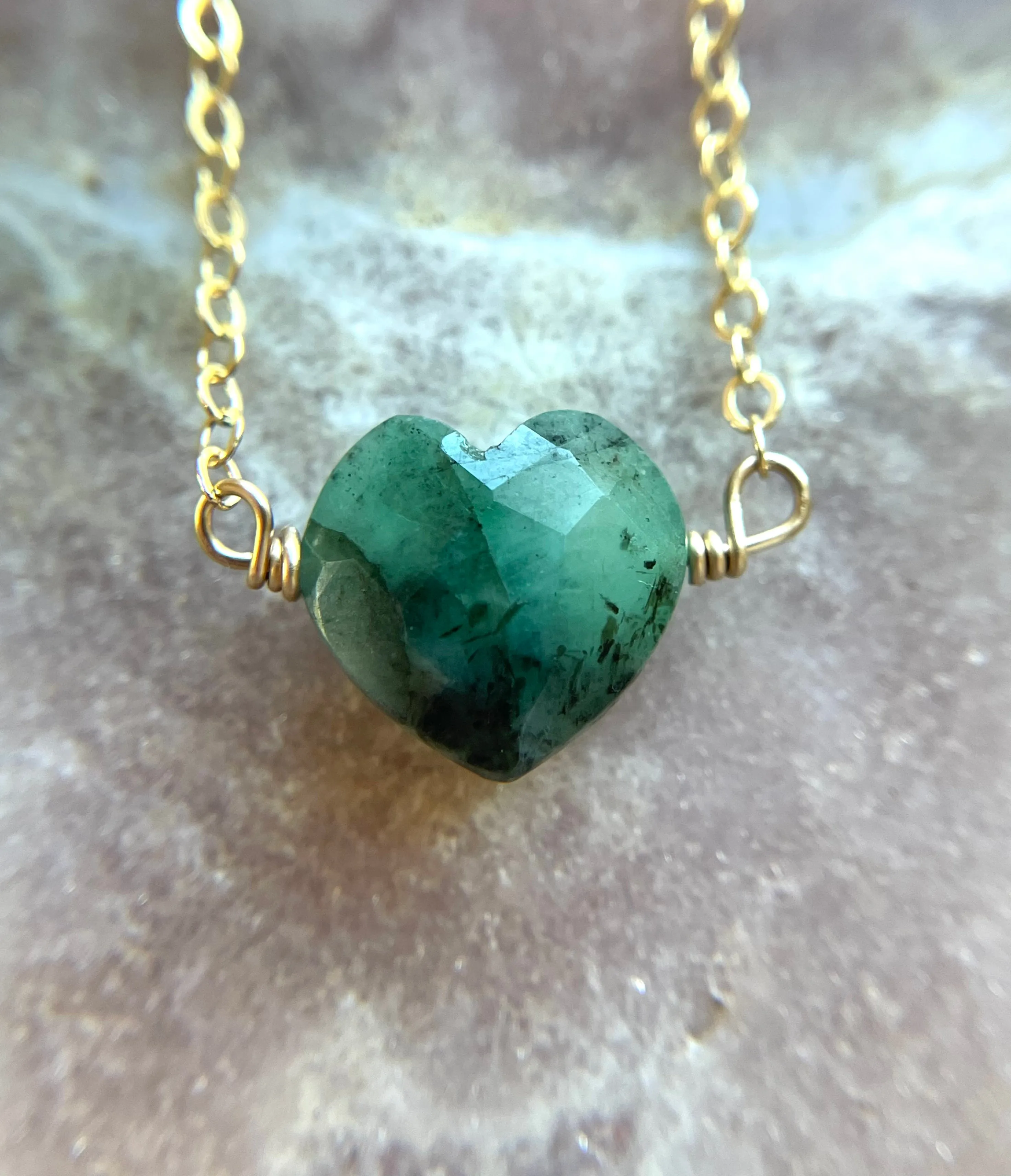 Emerald Heart Pendant Necklace