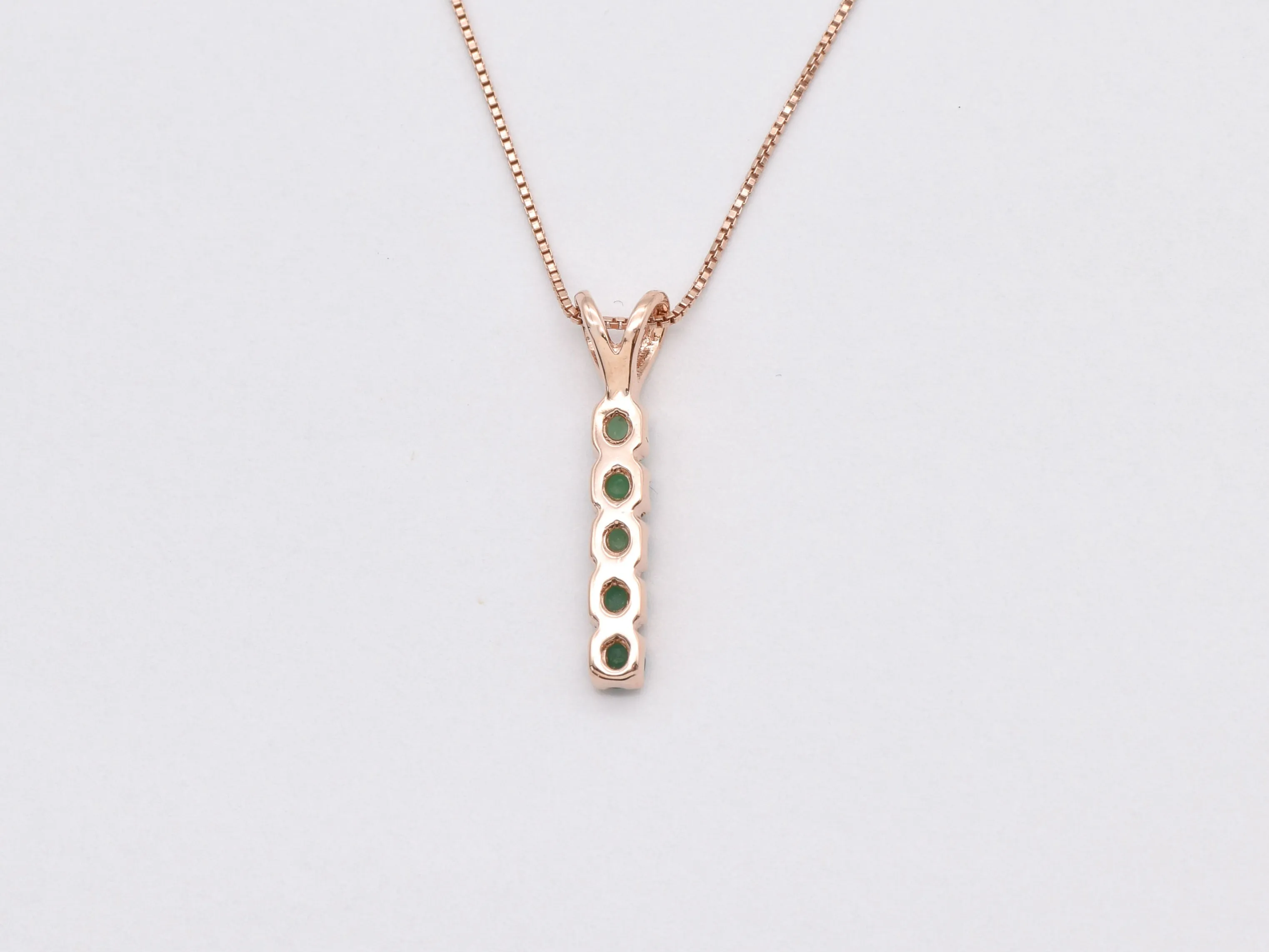 Emerald Rose Gold Necklace - Natural Emerald Pendant - Emerald Bar Necklace