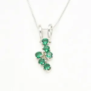 Emerald Silver Pendant, Asymmetric Emerald Necklace, May Birthstone Pendant