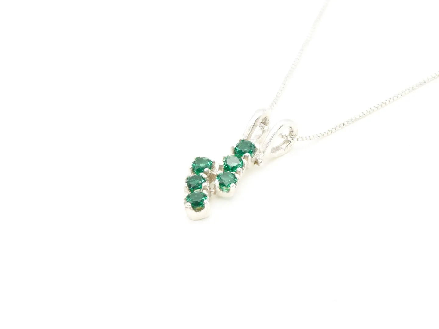 Emerald Silver Pendant, Asymmetric Emerald Necklace, May Birthstone Pendant