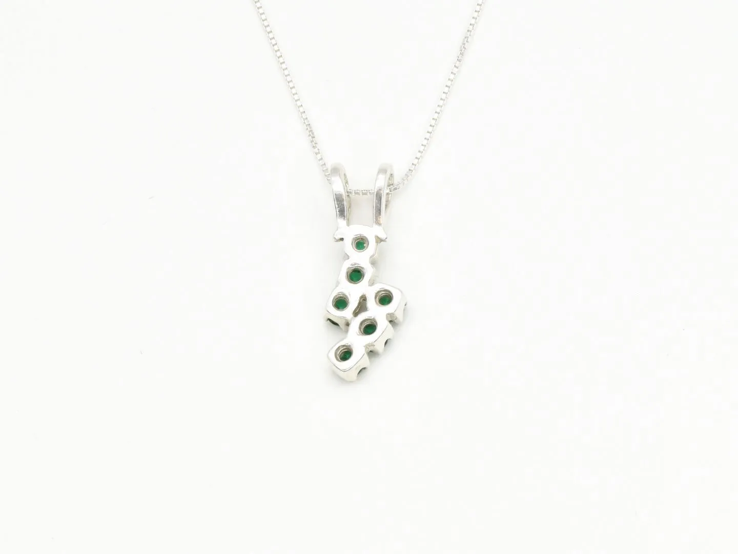 Emerald Silver Pendant, Asymmetric Emerald Necklace, May Birthstone Pendant