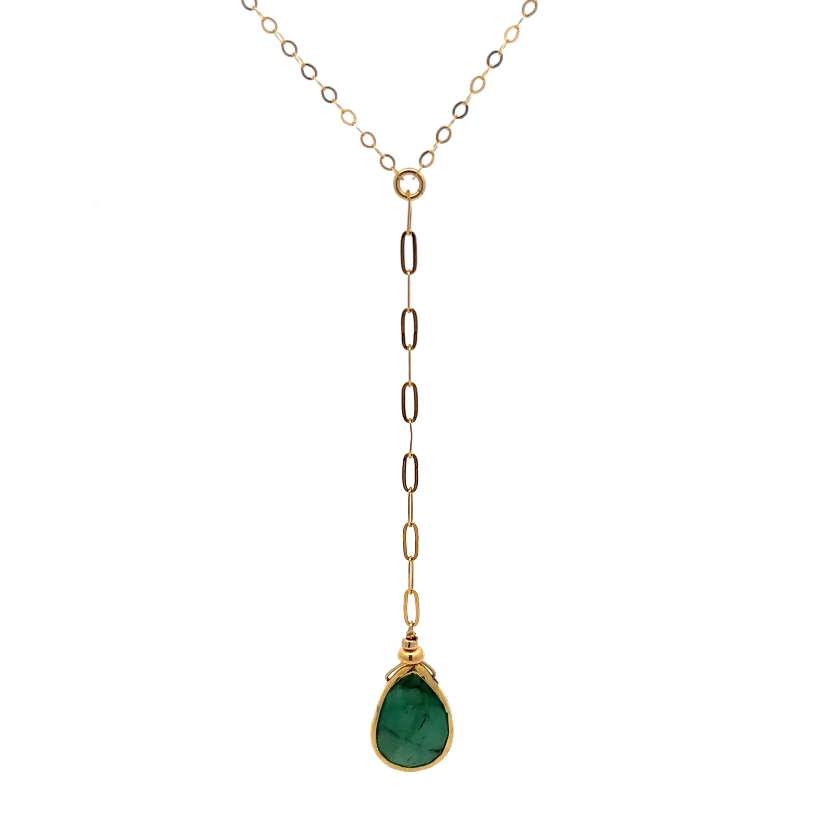 emerald Y-drop lariat necklace