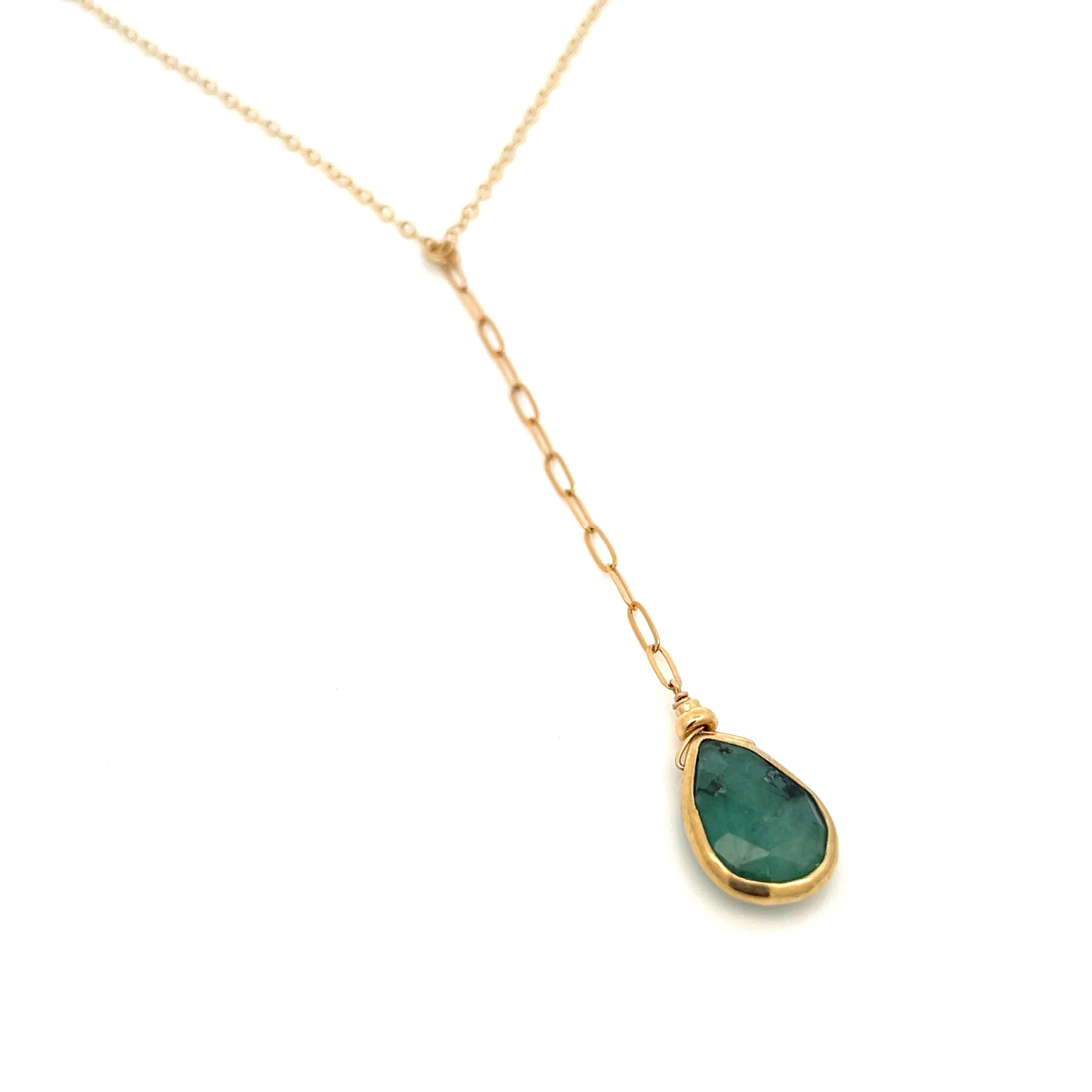 emerald Y-drop lariat necklace