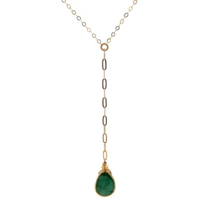 emerald Y-drop lariat necklace