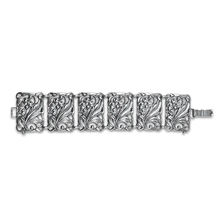 Estate Sterling Silver Vintage Flower Bracelet