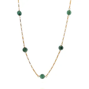 faceted emerald coin five-station necklace