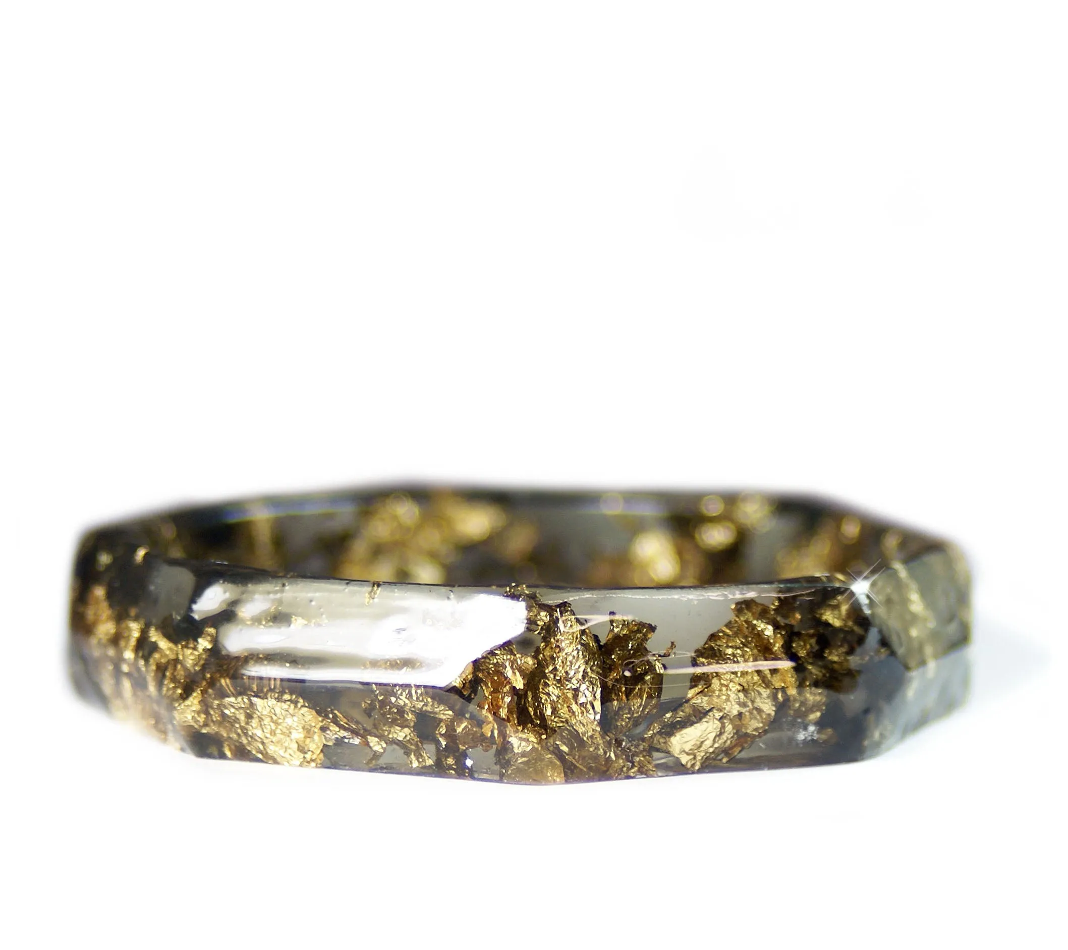 Faceted Smoky Gray and Gold Flake Bracelet