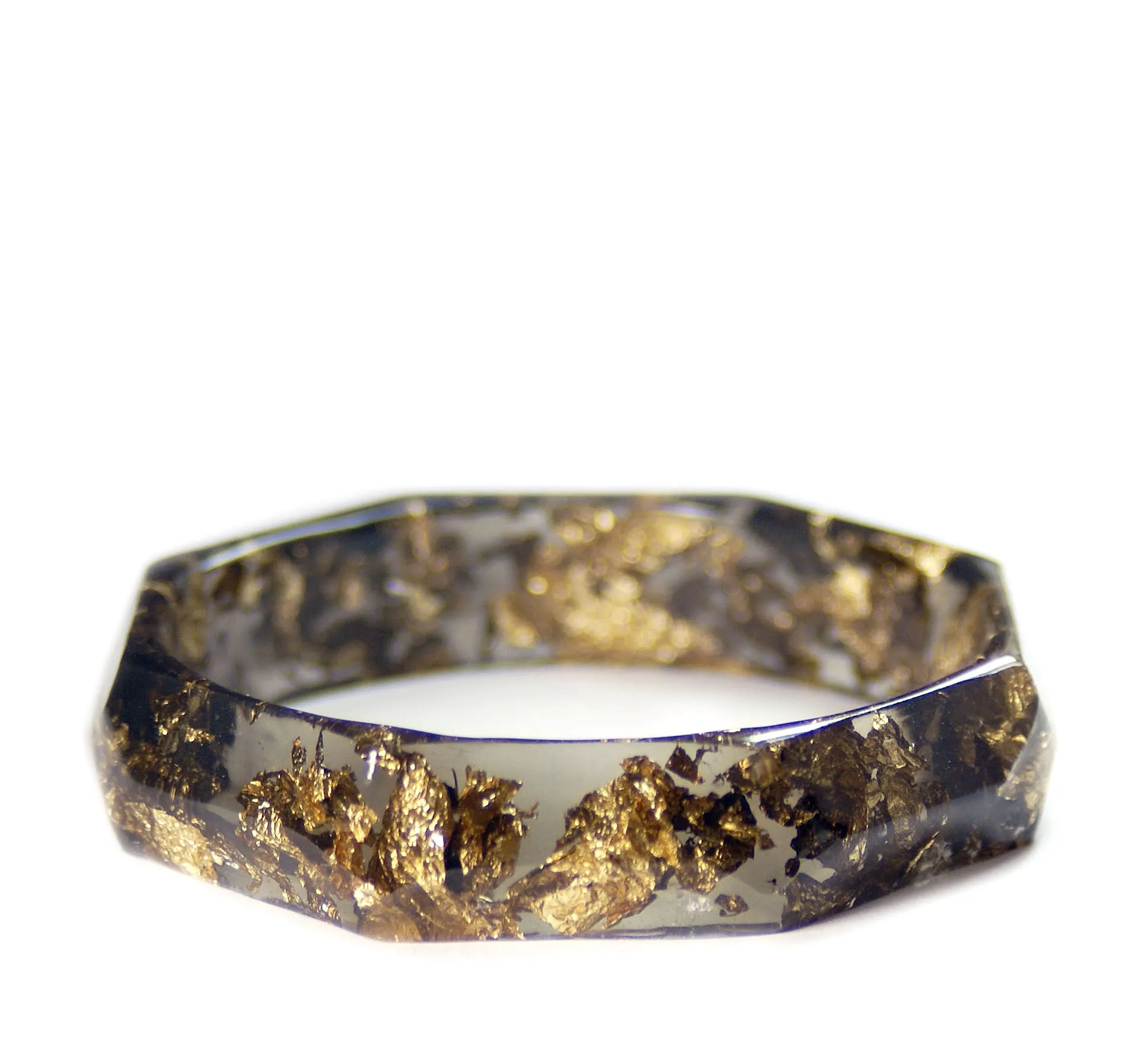 Faceted Smoky Gray and Gold Flake Bracelet