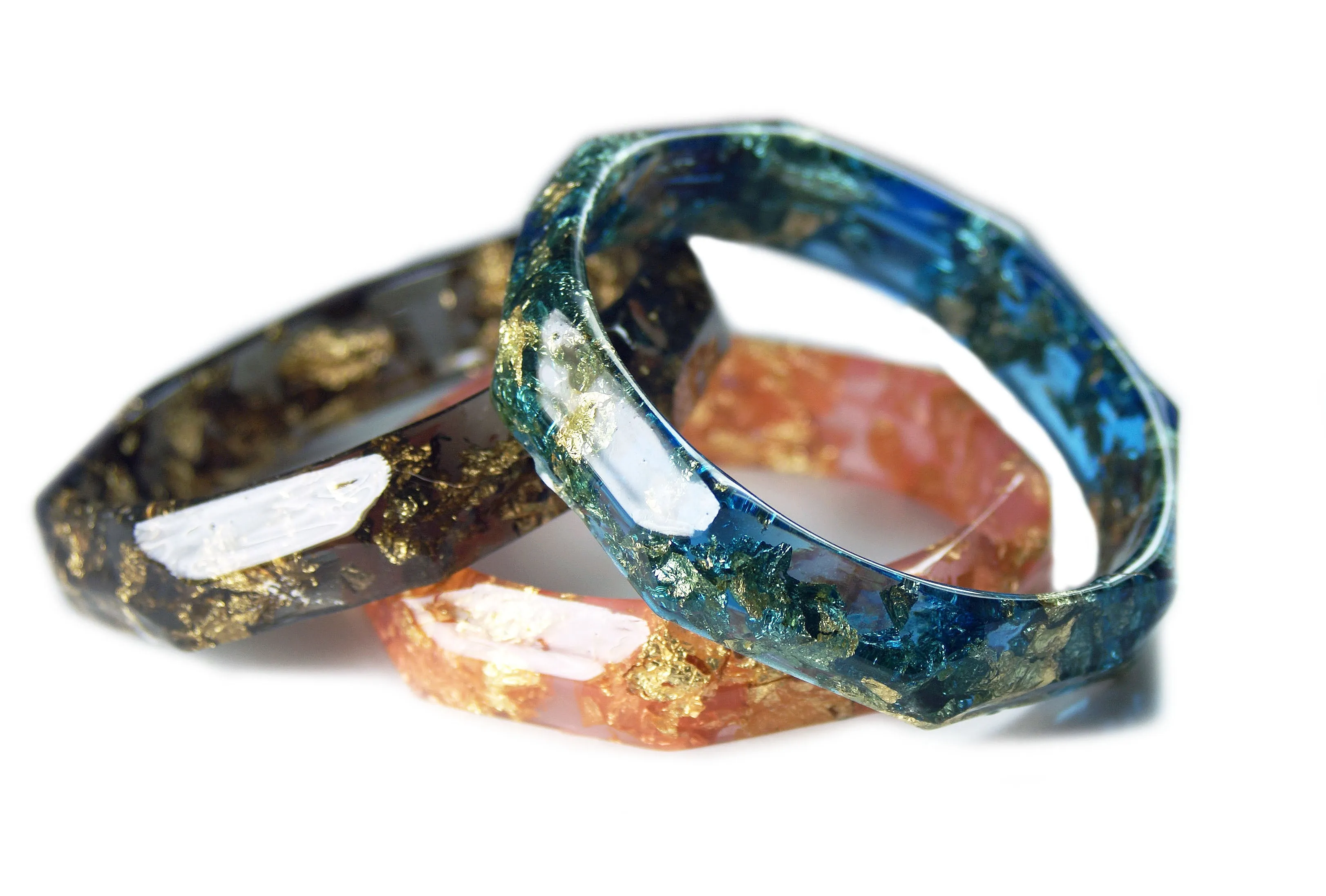 Faceted Smoky Gray and Gold Flake Bracelet