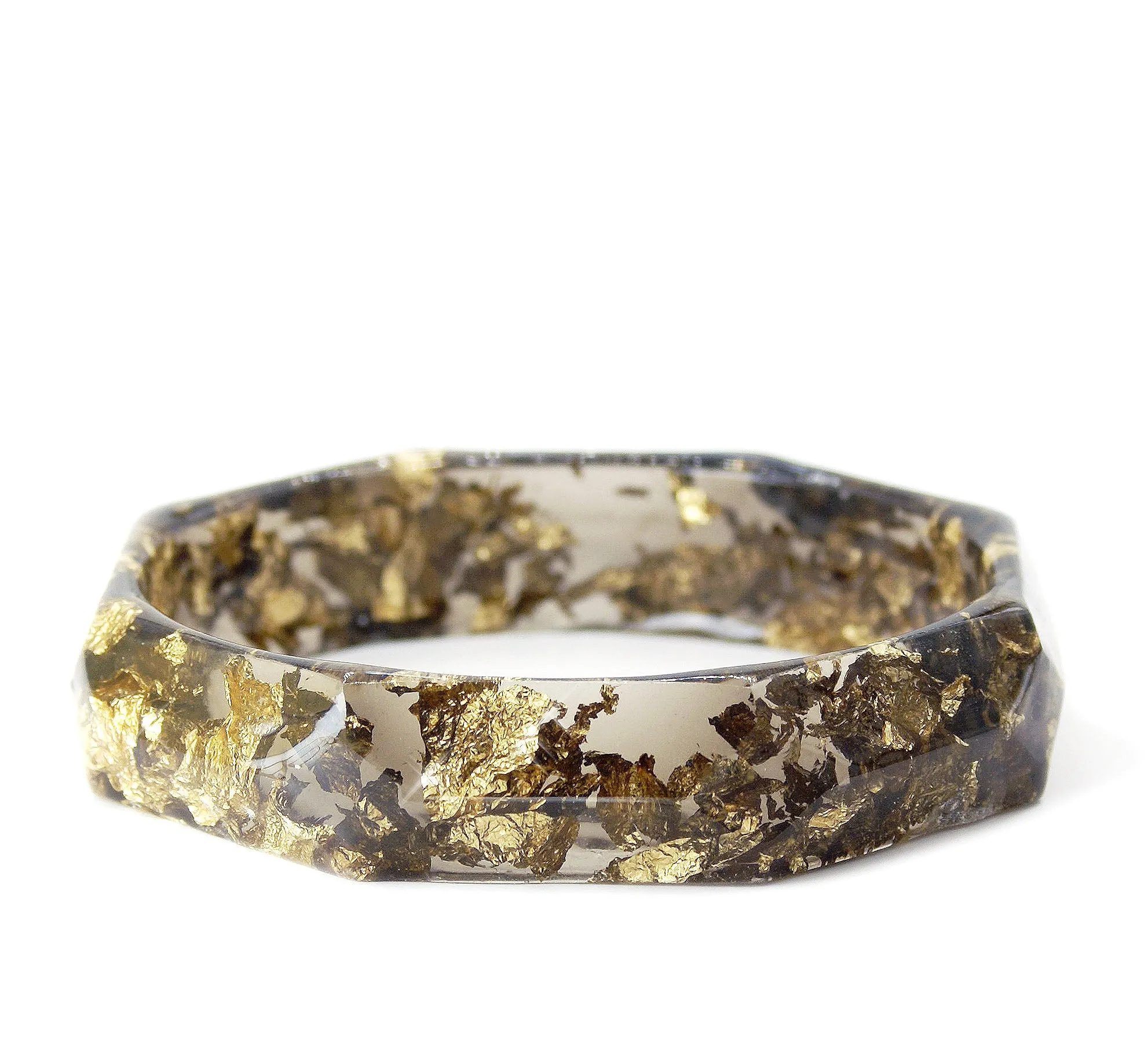 Faceted Smoky Gray and Gold Flake Bracelet