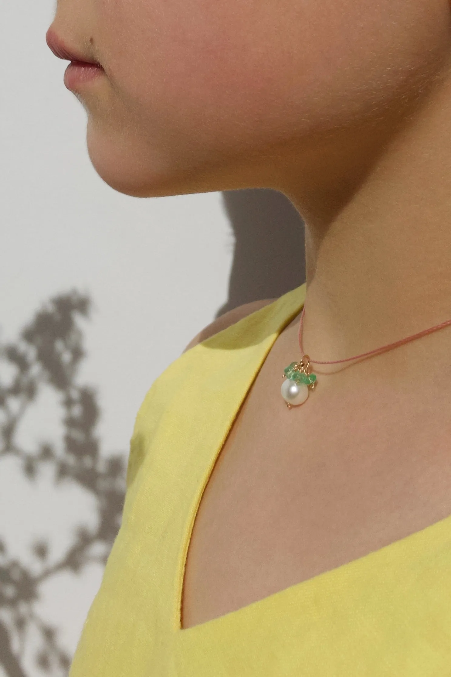 Flower Necklace with Emerald