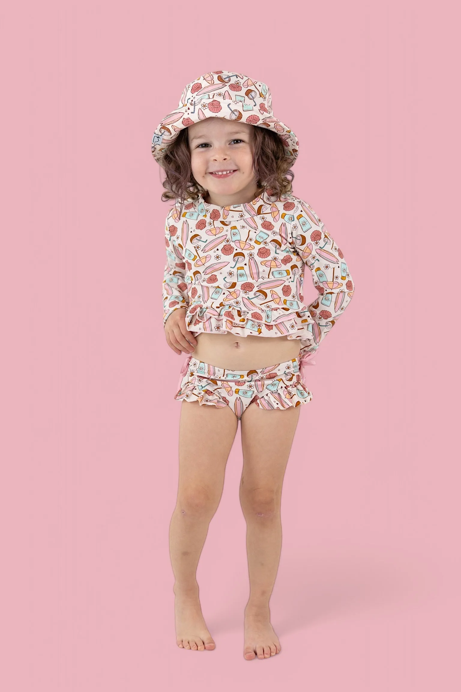 FUN IN THE SUN DREAM TWO-PIECE RASH GUARD RUFFLE SWIM SUIT