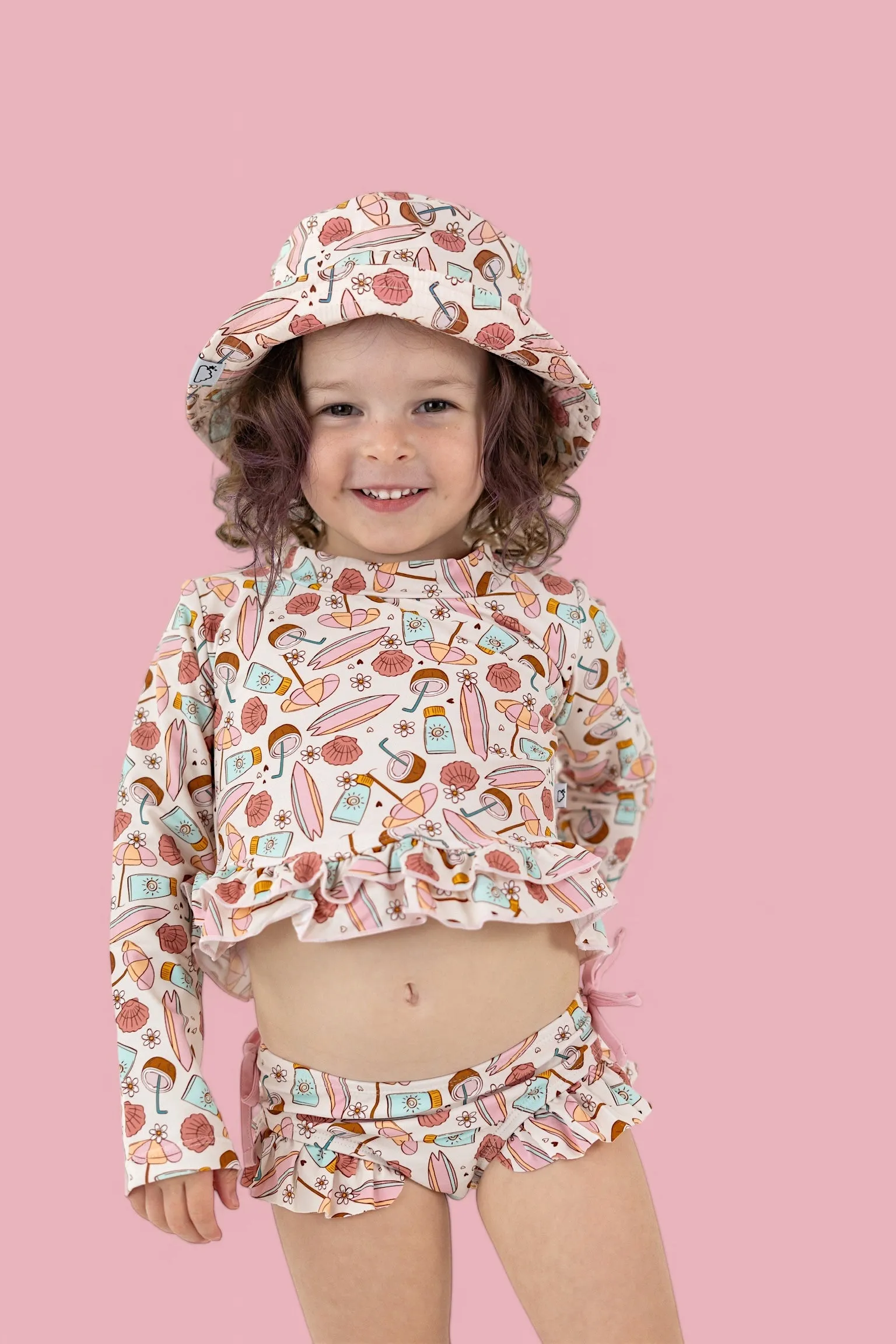 FUN IN THE SUN DREAM TWO-PIECE RASH GUARD RUFFLE SWIM SUIT