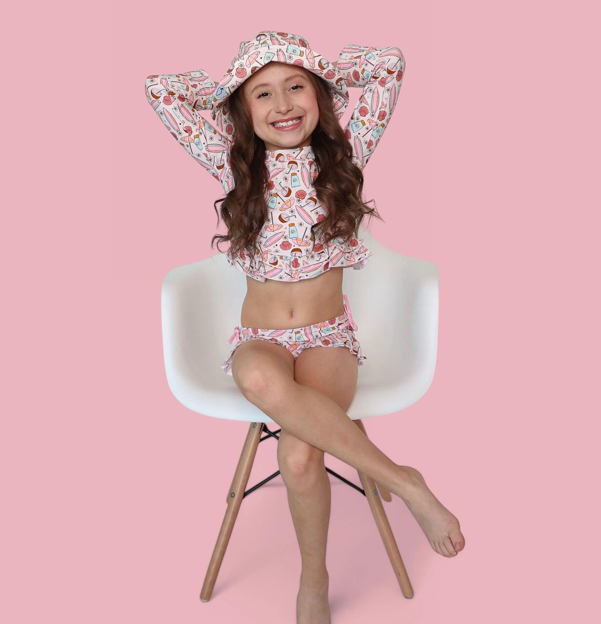FUN IN THE SUN DREAM TWO-PIECE RASH GUARD RUFFLE SWIM SUIT
