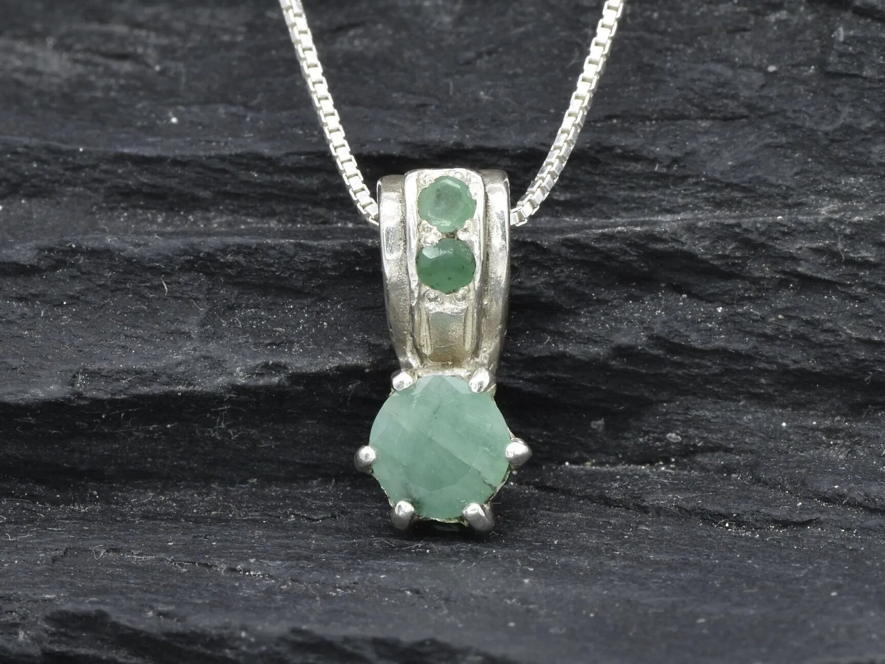Genuine Emerald Pendant - May Birthstone Necklace, Dainty Green Necklace
