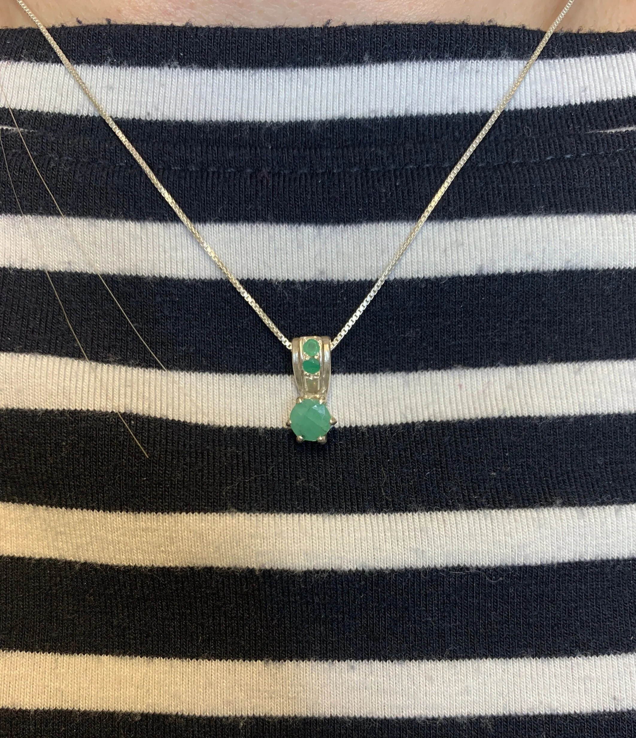 Genuine Emerald Pendant - May Birthstone Necklace, Dainty Green Necklace