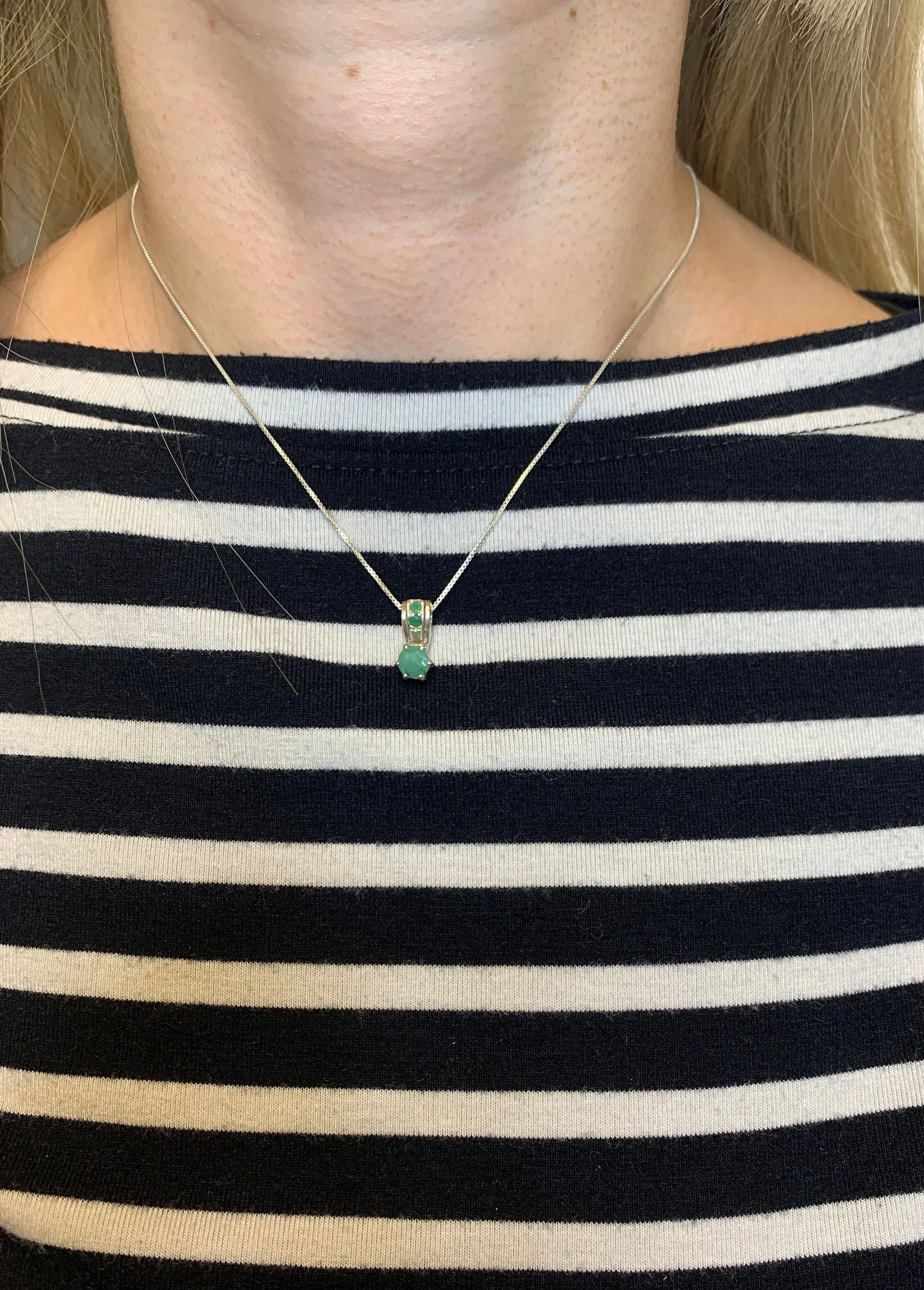 Genuine Emerald Pendant - May Birthstone Necklace, Dainty Green Necklace