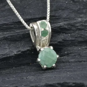 Genuine Emerald Pendant - May Birthstone Necklace, Dainty Green Necklace