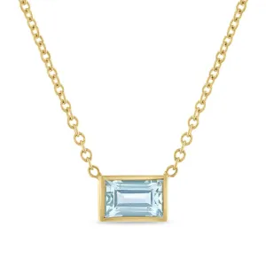 Gold Aquamarine Pendant Necklace