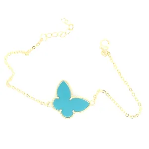 Gold Plated Sterling Silver Turquoise Butterfly Bracelet