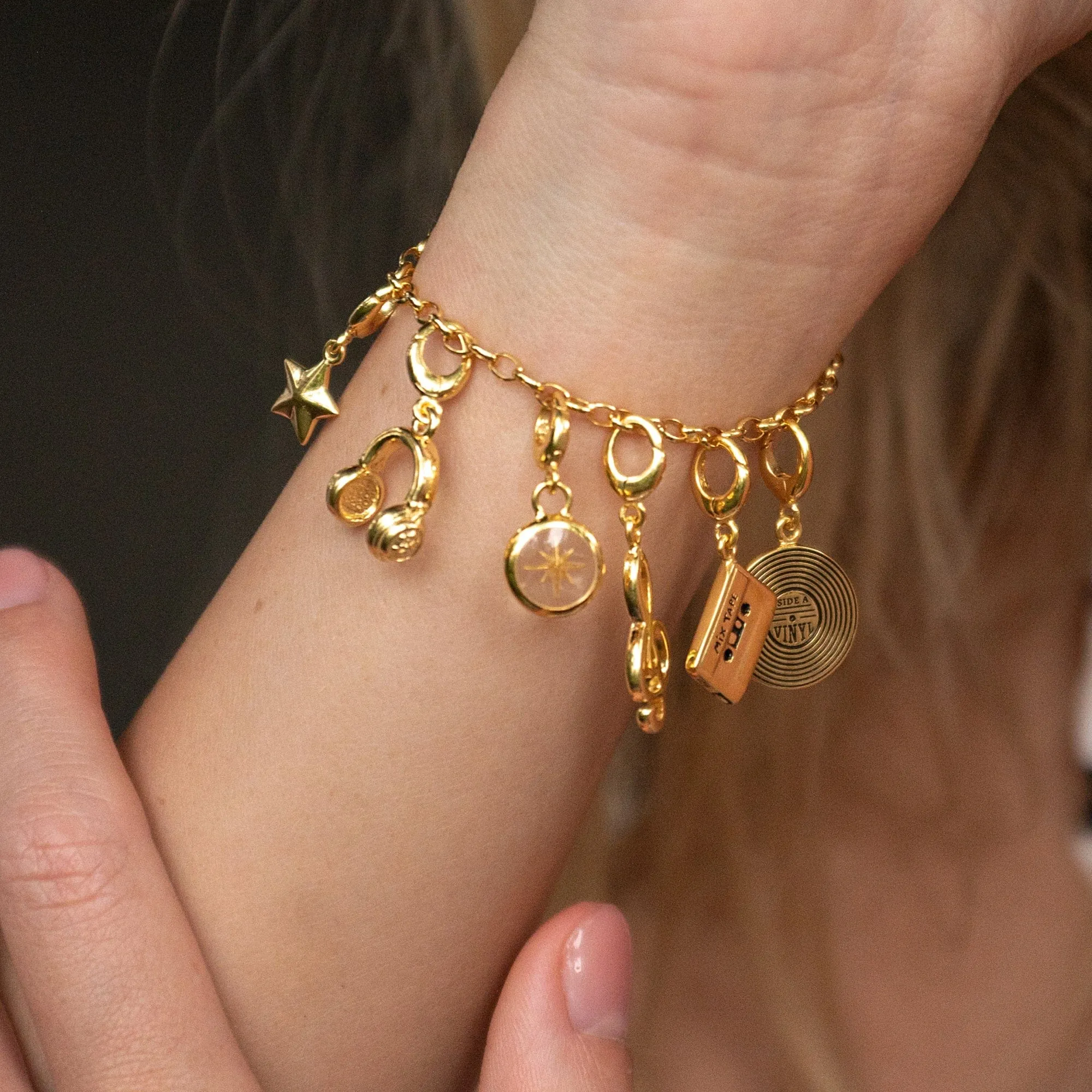 Gold Plated White Star Resin Capture Charm