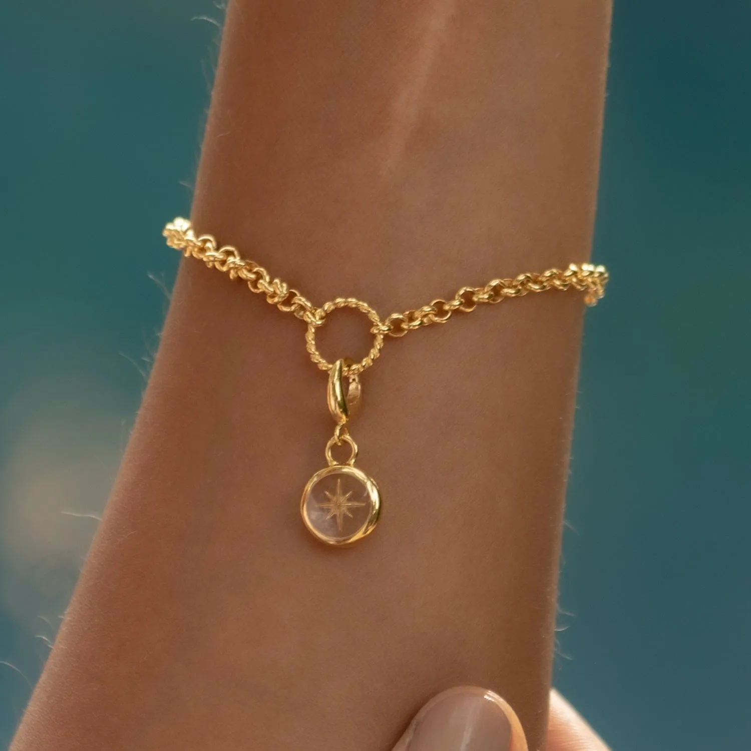 Gold Plated White Star Resin Capture Charm