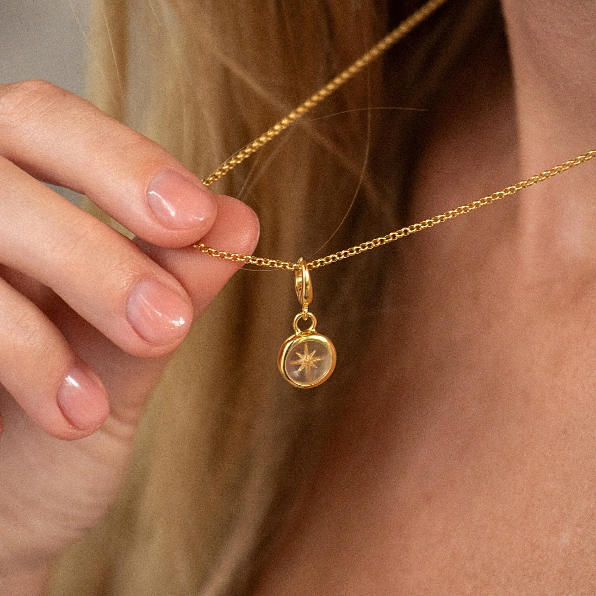 Gold Plated White Star Resin Capture Charm