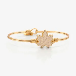 Golden Cream Maple Leaf Bangle Bracelet