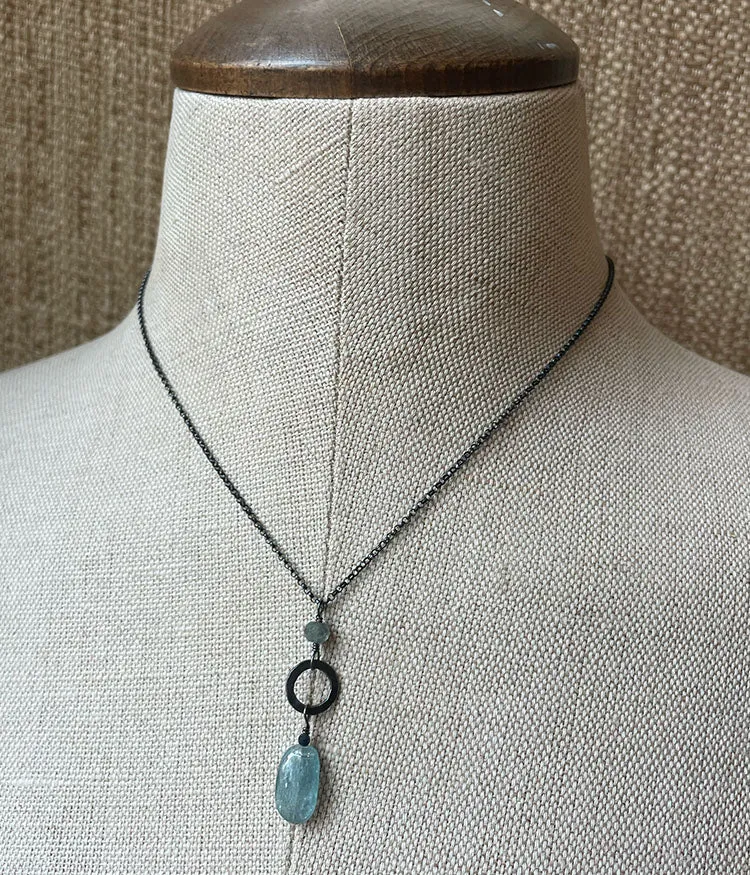 Hammered Kyanite Drop Necklace